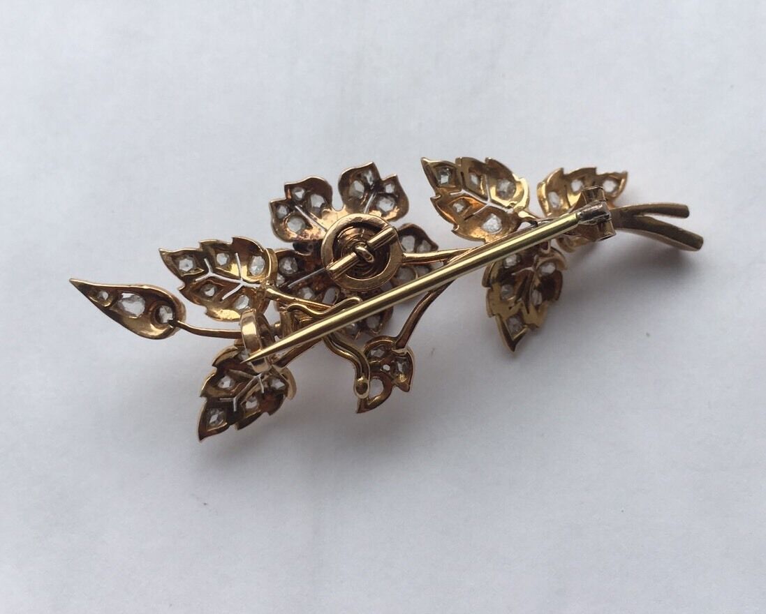 Victorian 18ct Gold Diamond En Tremblant Brooch French Antique - Image 7 of 7