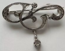 Antique Diamond 18ct Gold Art Nouveau Brooch