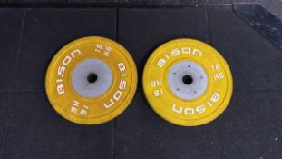 Bison 15Kg Bumper Weight Plate X2