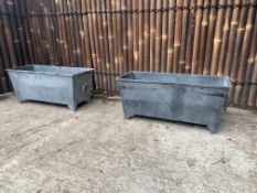 Quality new Matching pair Classic Ornate Steel Planters On Legs With Side Handles In Lead Finish (80