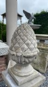 PAIR LARGE CAST STONE GATE POST ACORN WALL FINIALS