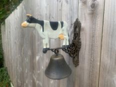 BOXED NEW CAST IRON WALL HANGING COW BELL