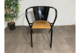 Adico 5008 Black Chair With Wooden Seat x4