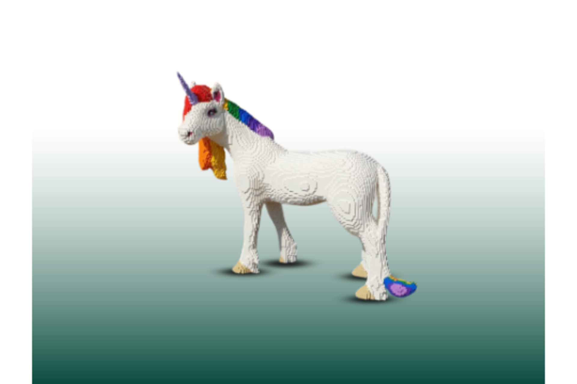 Large Unicorn Plastic Brick Statue