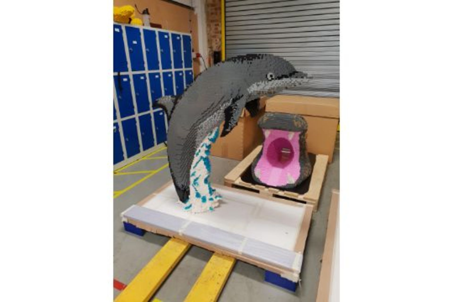 Large Dolphin Plastic Brick Statue - Image 2 of 2