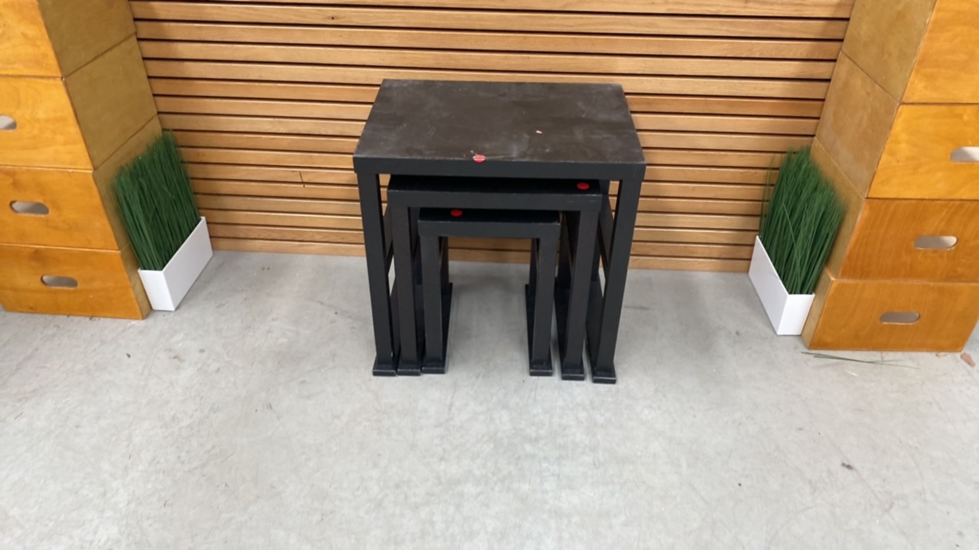 Set Of Three Nestable Black Wooden Side Tables - Image 2 of 5