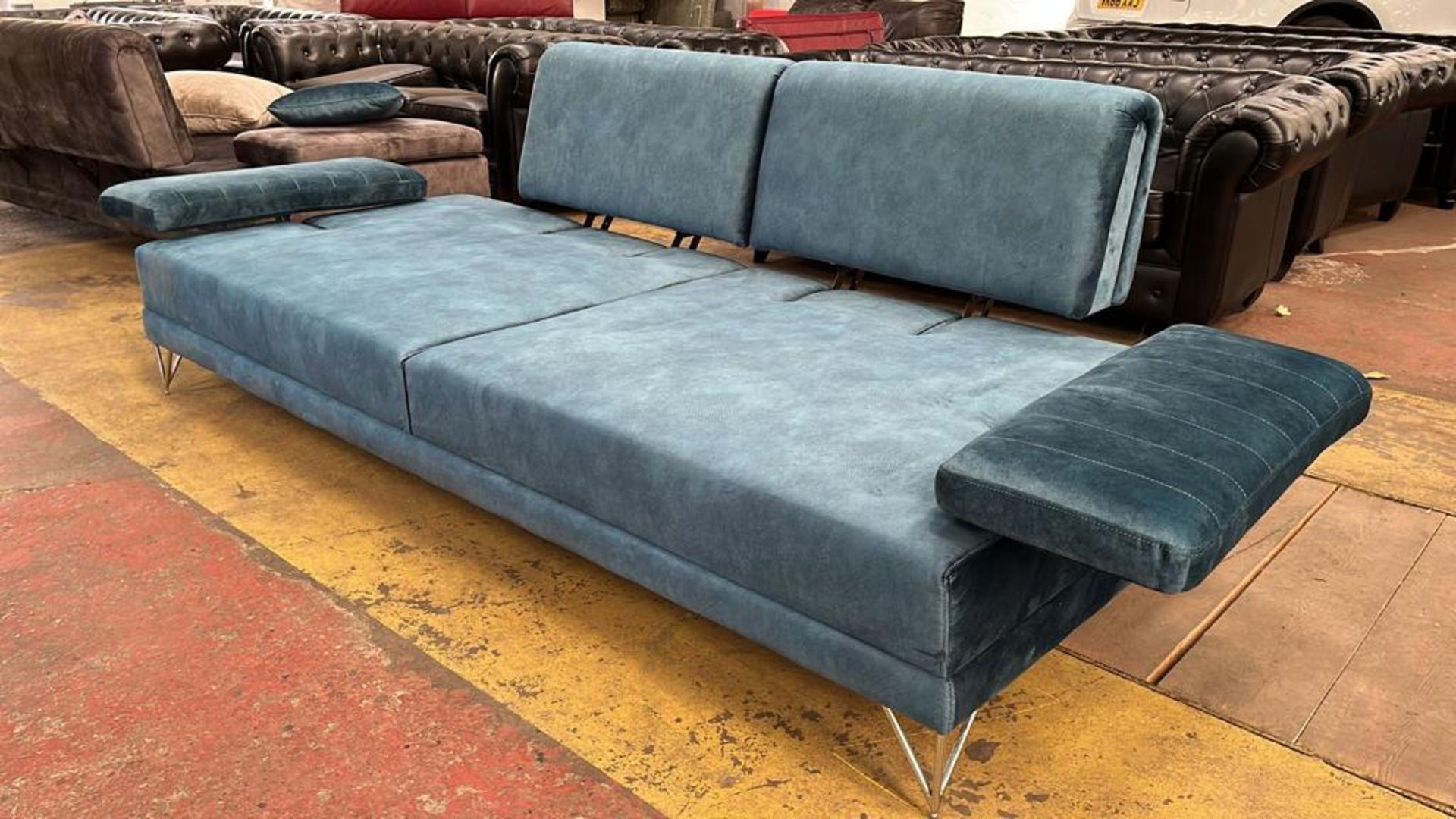 Turquoise Soft 3 Seater Sofa - Image 5 of 5