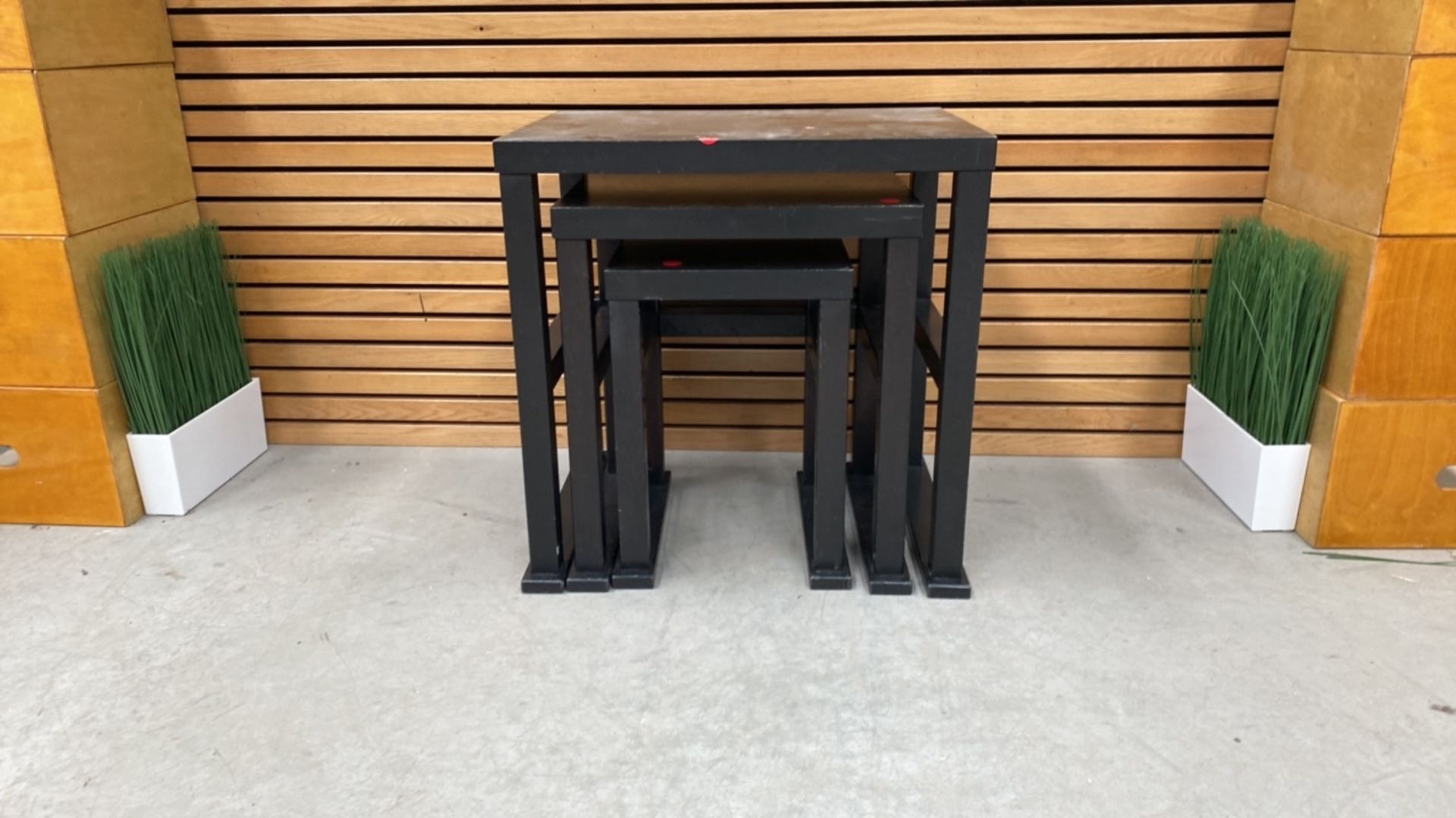 Set Of Three Nestable Black Wooden Side Tables