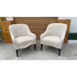 Set Of 2 Cream Upholstered Armchairs