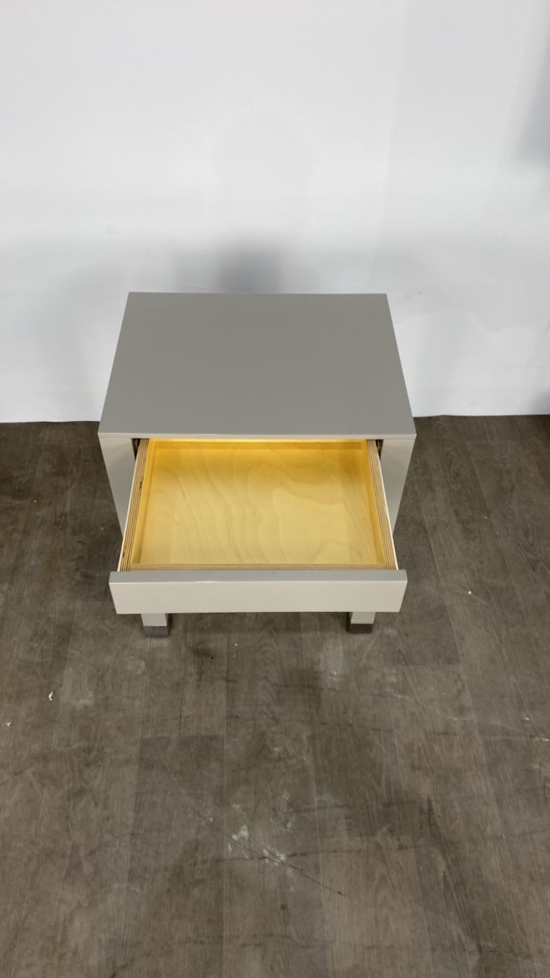 Side Table with Drawer - Grey Gloss Finished x4 - Image 2 of 3