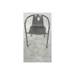 Grey metal chair with curved arms x6