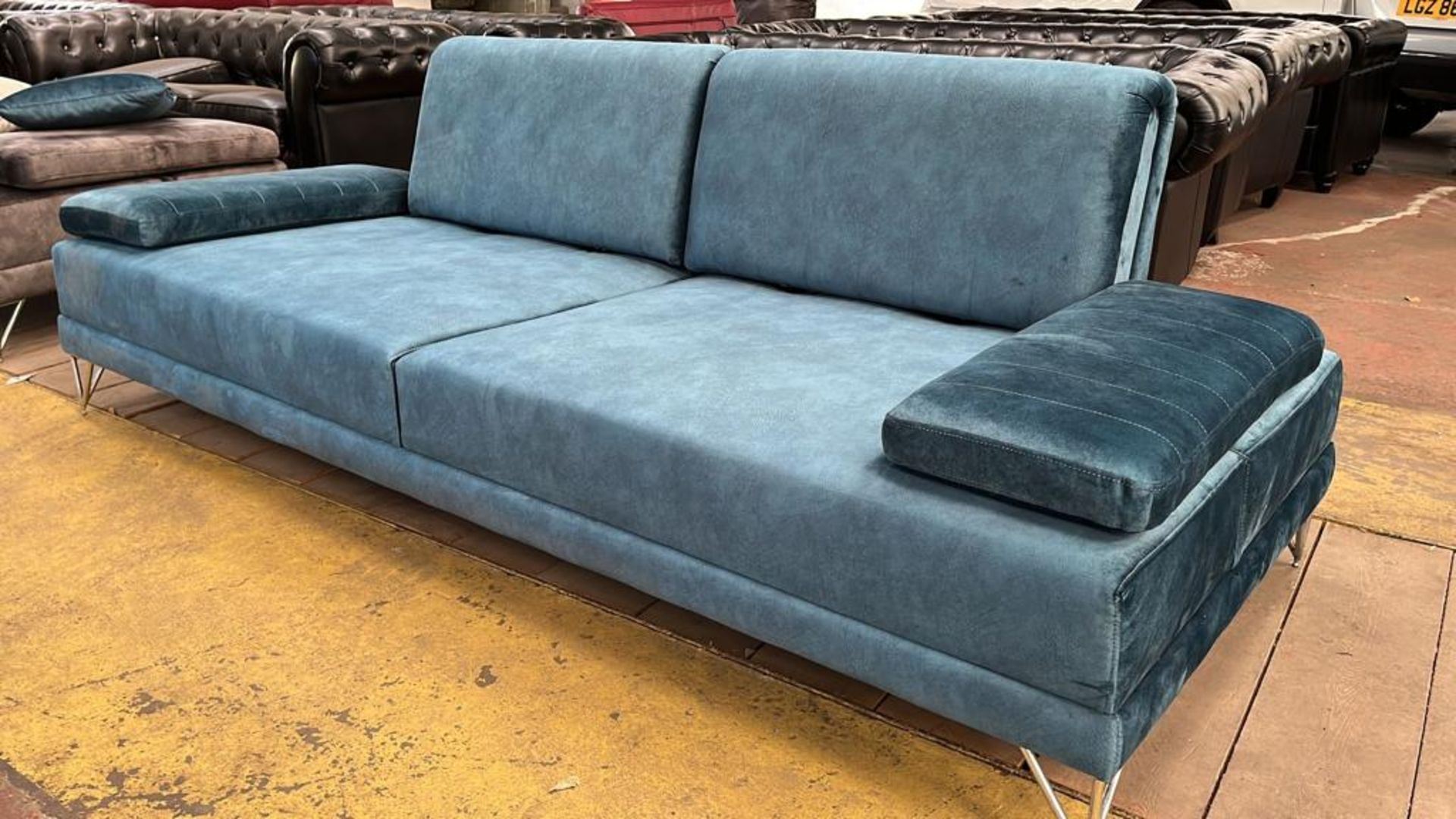 Turquoise Soft 3 Seater Sofa - Image 2 of 5
