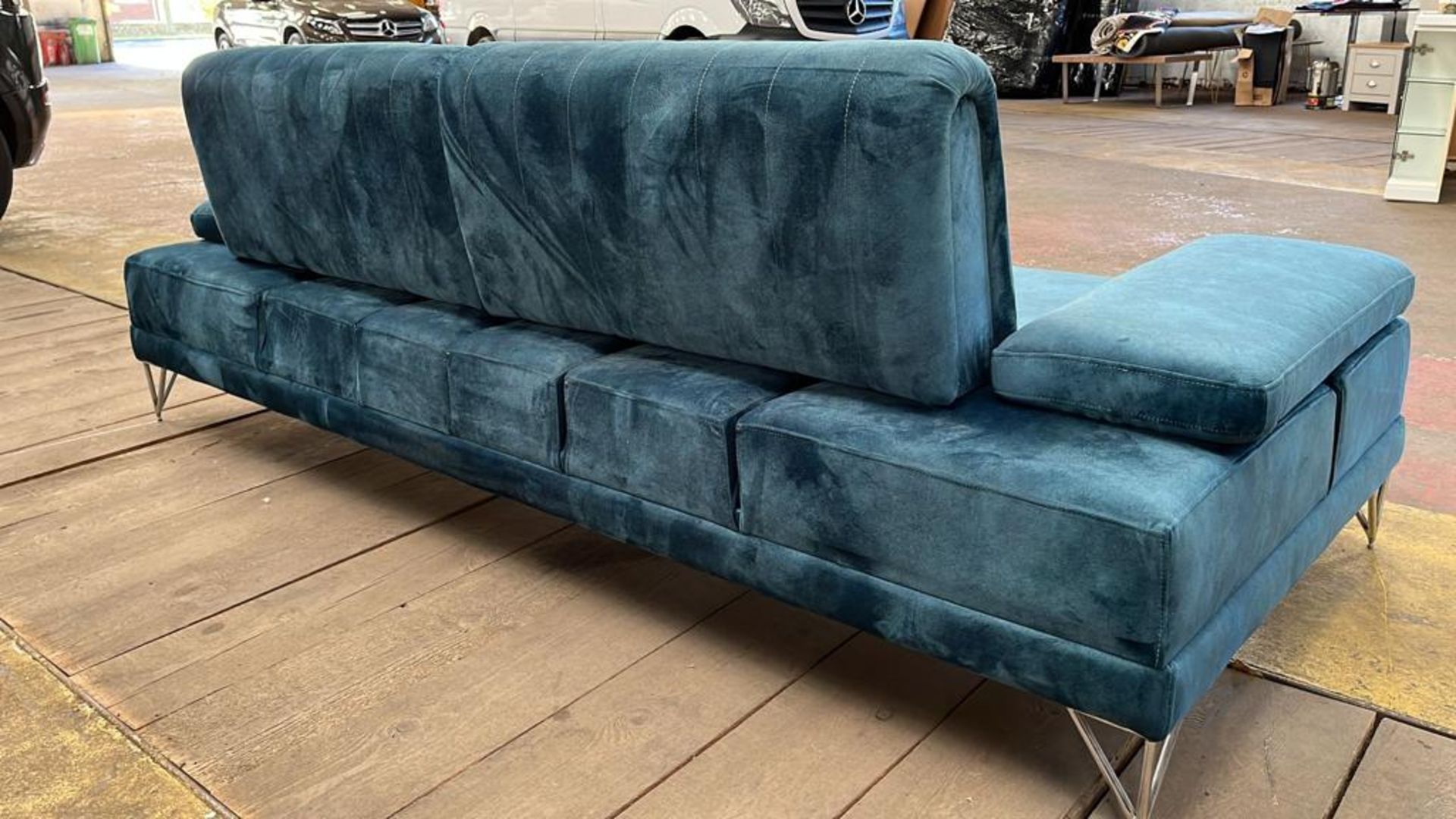 Turquoise Soft 3 Seater Sofa - Image 4 of 5