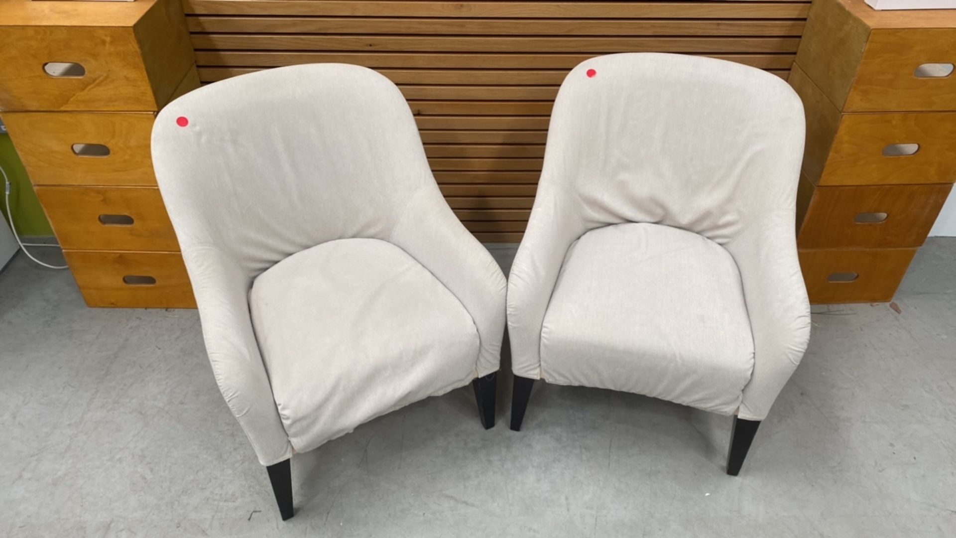 Set Of 2 Cream Upholstered Armchairs - Image 2 of 4