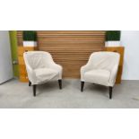 Set Of 2 Cream Upholstered Armchairs