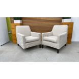 Set Of Two Cream Upholstered Armchairs