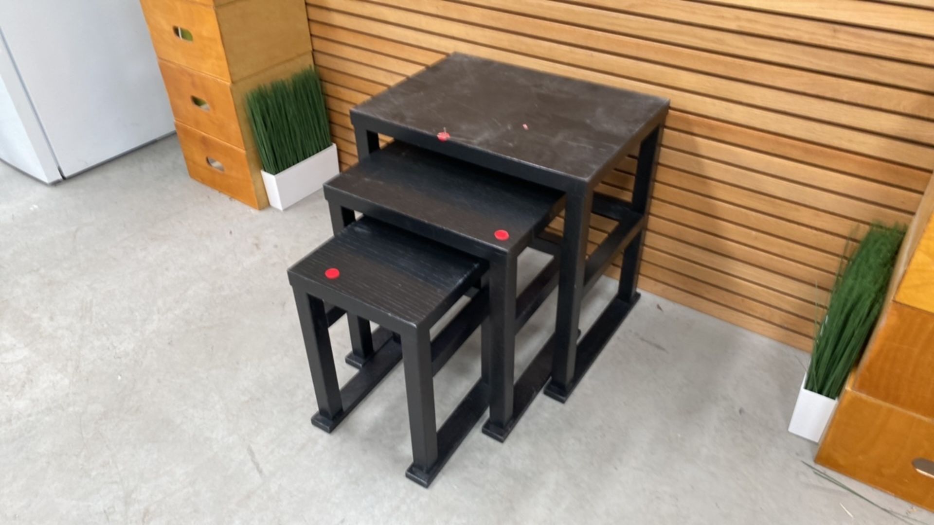 Set Of Three Nestable Black Wooden Side Tables - Image 5 of 5