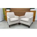 Set Of Two Cream Upholstered Armchairs