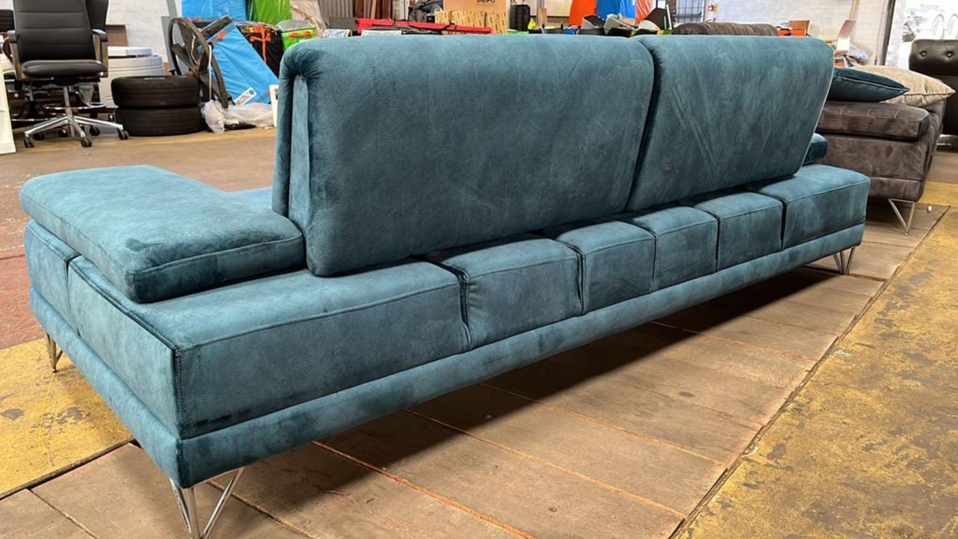 Turquoise Soft 3 Seater Sofa - Image 3 of 5