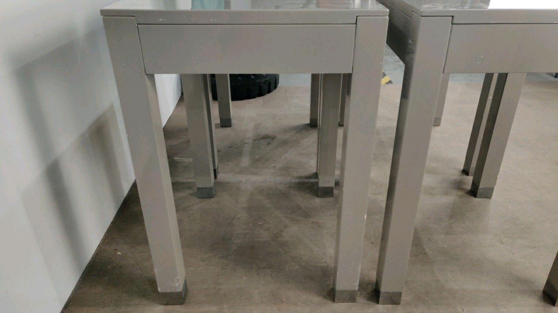 Side Table with Drawer - Grey Gloss Finished x4 - Image 5 of 7