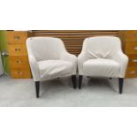 Set Of 2 Cream Upholstered Armchairs