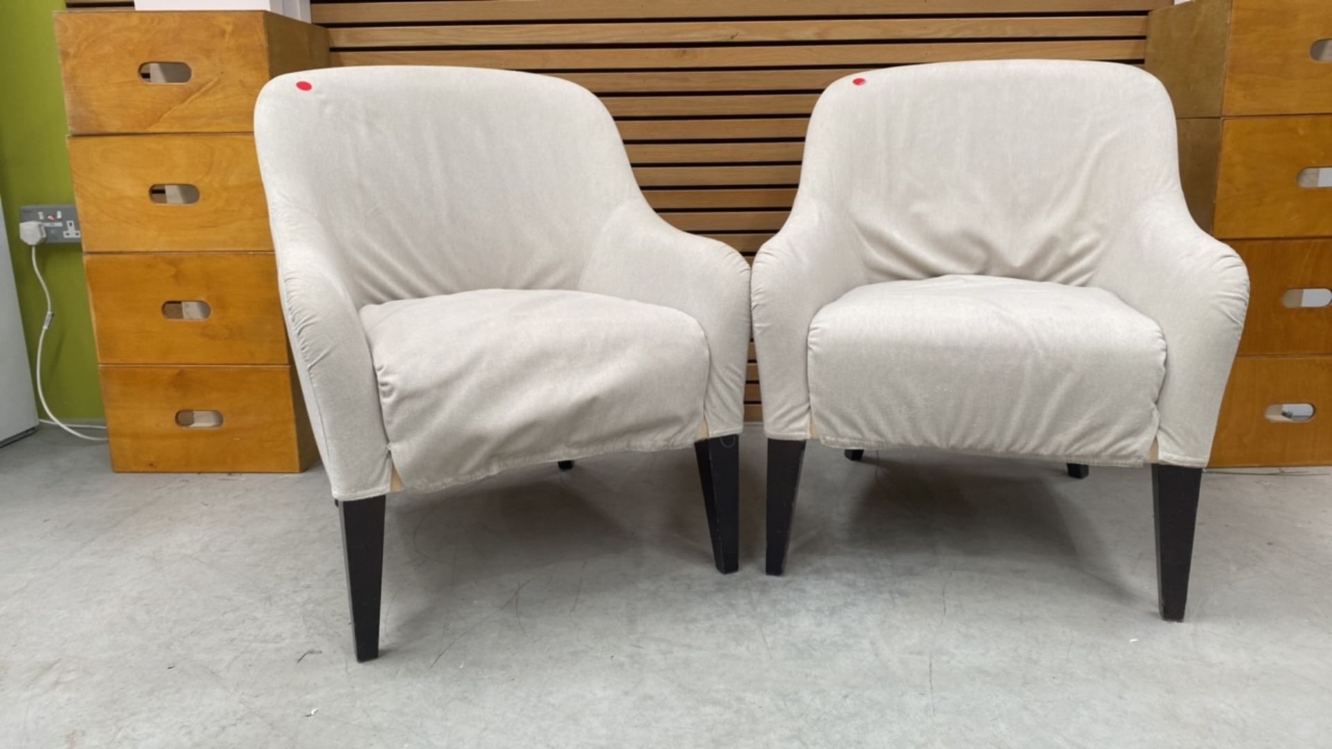 Set Of 2 Cream Upholstered Armchairs