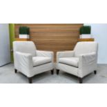 Set Of Two Cream Upholstered Armchairs