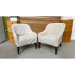 Set Of 2 Cream Upholstered Armchairs