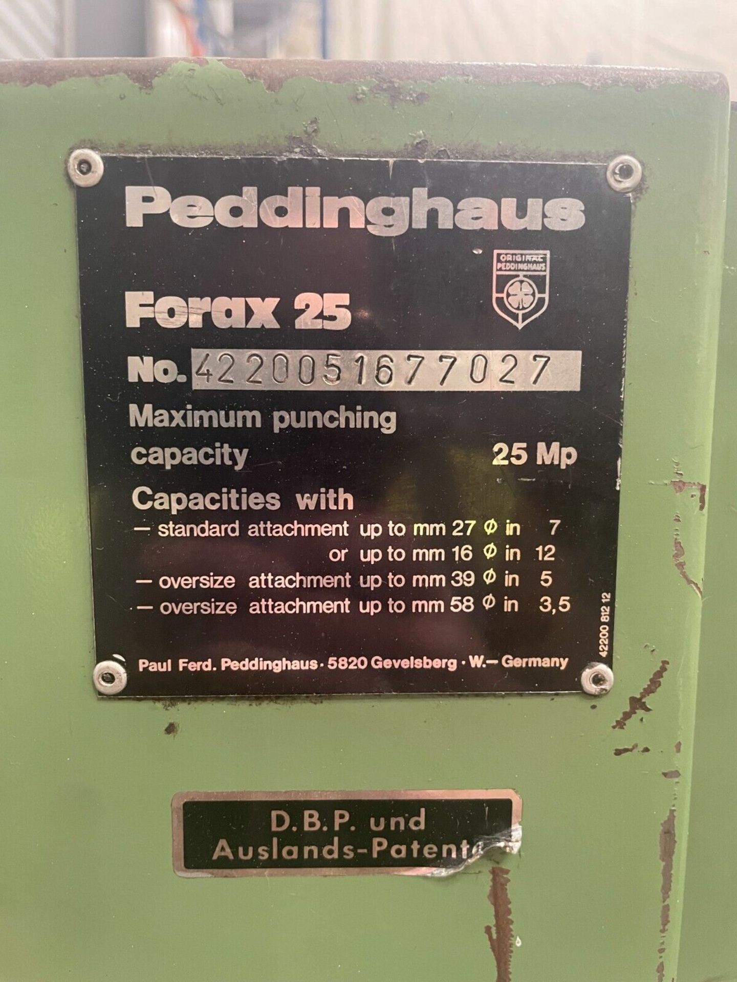 Peddinghaus Forax 25 Punch Press Punching Machine 25 Ton - Image 4 of 6