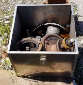 Stainless Steel Box Containing Heavy Bronze Gears, Pump Parts & Related Items