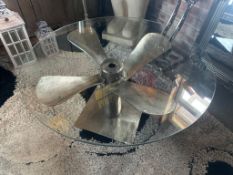 Aeroplane Propeller Base Table With Glass Top