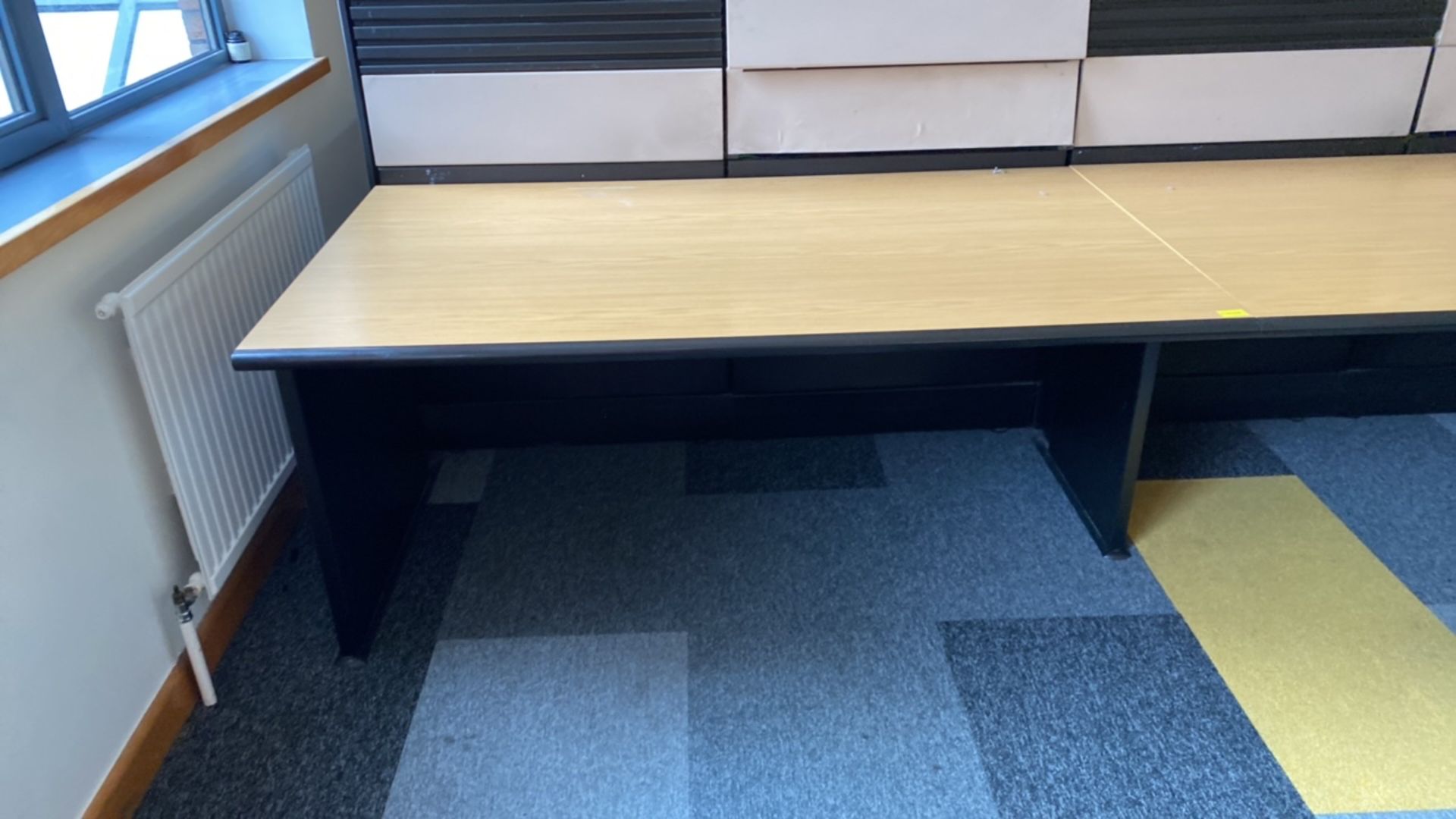 Bank Of 4 Wooden Desks With Black Legs - Image 3 of 6