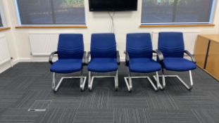 Lot Of 4 Blue Meeting Room Chairs