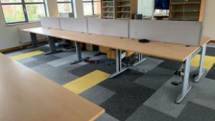 Bank Of 8 Wooden Tables With Grey Legs