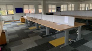 Bank Of 10 Wooden Tables With Grey Legs