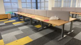 Bank of 10 Wooden Table With Grey Legs