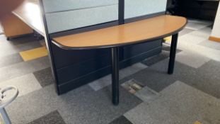 Semi Circular Wooden Table With Black Legs