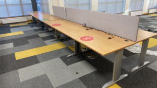Bank of 8 Wooden Table With Grey Legs