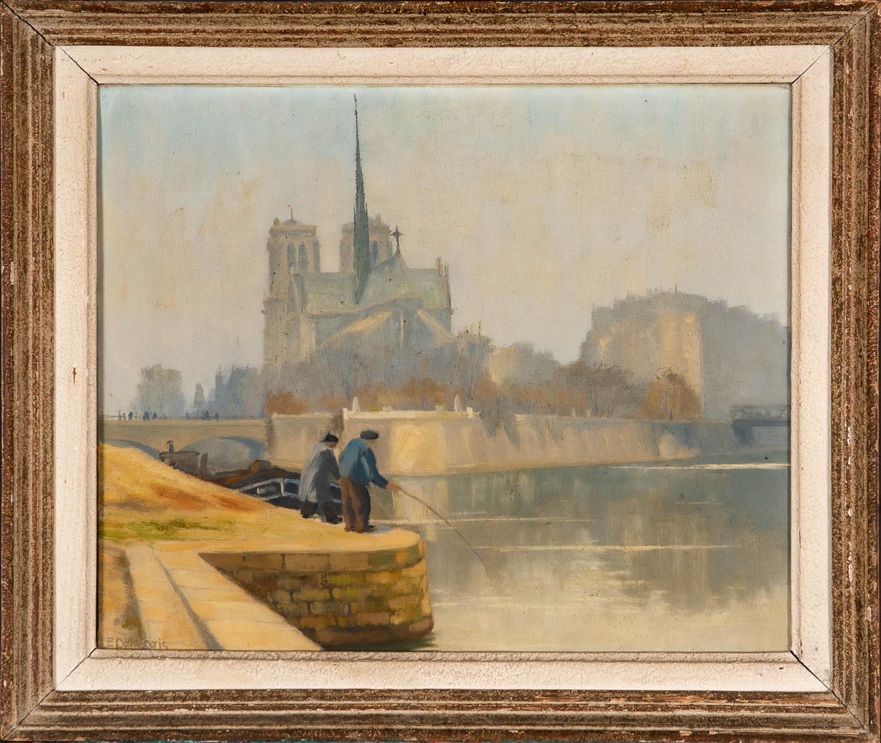 "Notre Dame" - Gemälde, Öl auf Leinwand, ca. 38 x 46 cm, unten links signiert "E. PLANCHAIS" = Edou