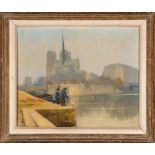 "Notre Dame" - Gemälde, Öl auf Leinwand, ca. 38 x 46 cm, unten links signiert "E. PLANCHAIS" = Edou