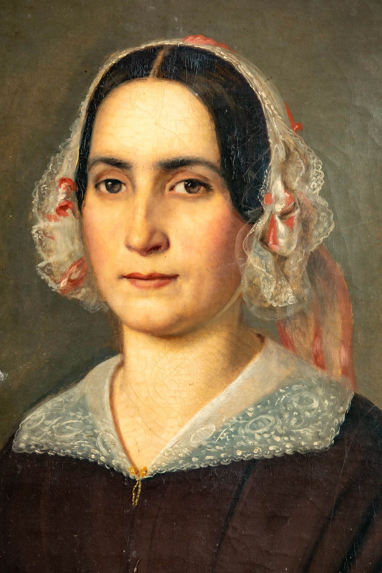 Paar Portraits. Gemälde, Öl auf Leinwand, je ca. 55 x 44 cm, Biedermeier um 1830, das stärker besch - Bild 10 aus 15