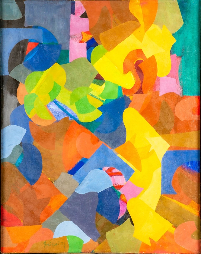 Farbkomposition, Öl auf Leinwand, von Karl-Heinz Krauskopf. Lichtes Innenmaß ca. 99 x 119 cm, Rahme - Image 2 of 7