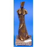 Bronze Nachguss einer weiblichen Figur von A. Archipenko auf Granitsockel. Höhe der Figur ca. 24 cm