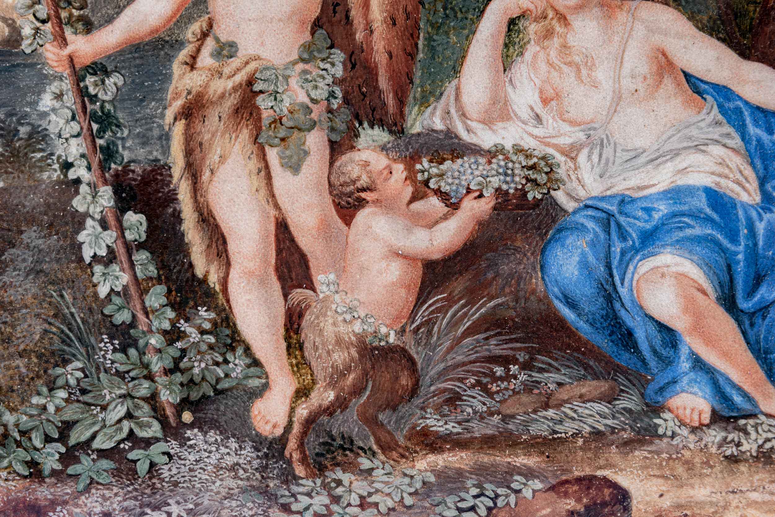 "Faun & Flora in idealer Küstenlandschaft" (Ei-)Tempera auf Pergament bzw. hellem Leder gemalt. Die - Image 5 of 13