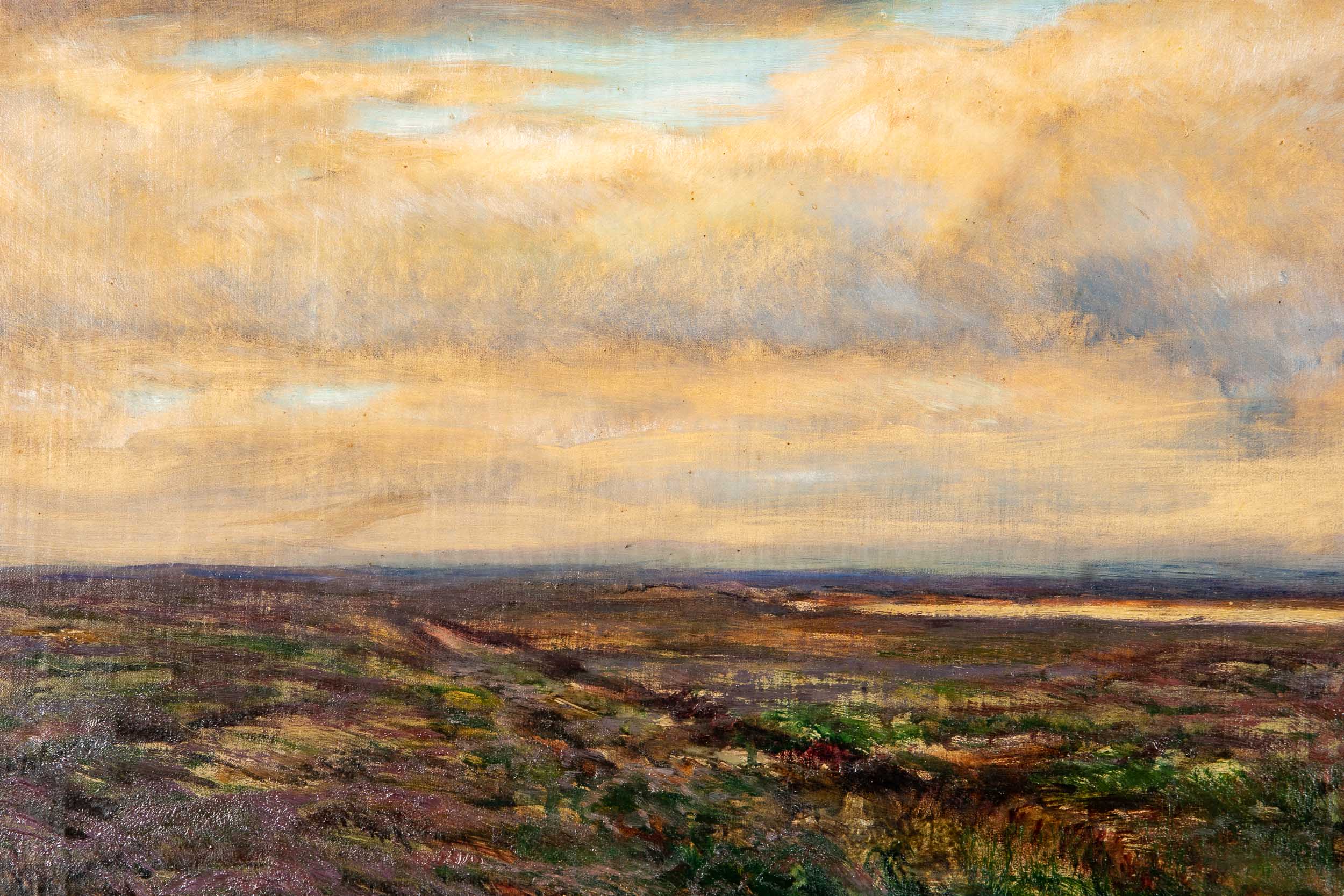 "Torfhütten im Neuenburger Moor", Gemälde, Öl auf Leinwand, ca. 76 x 91 cm, unten rechts signiert F - Image 7 of 15