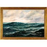 "Wellen" - Gemälde, Öl auf Leinwand, ca. 60 x 90 cm, unten links signiert HABAG, deutscher Maler de