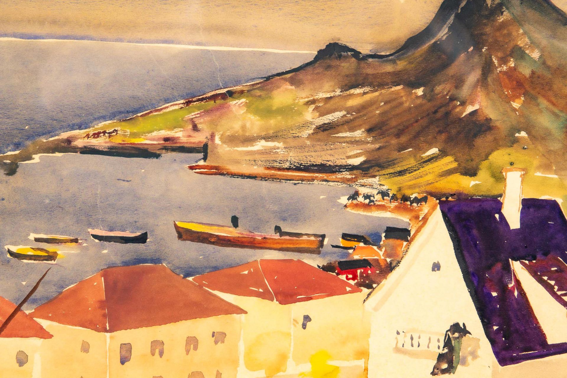 "Ischia mit Epomea" - Aquarell des Malers und Kunstprofessors Kurt Sohns aus dem Jahre 1935, mittig - Bild 3 aus 14