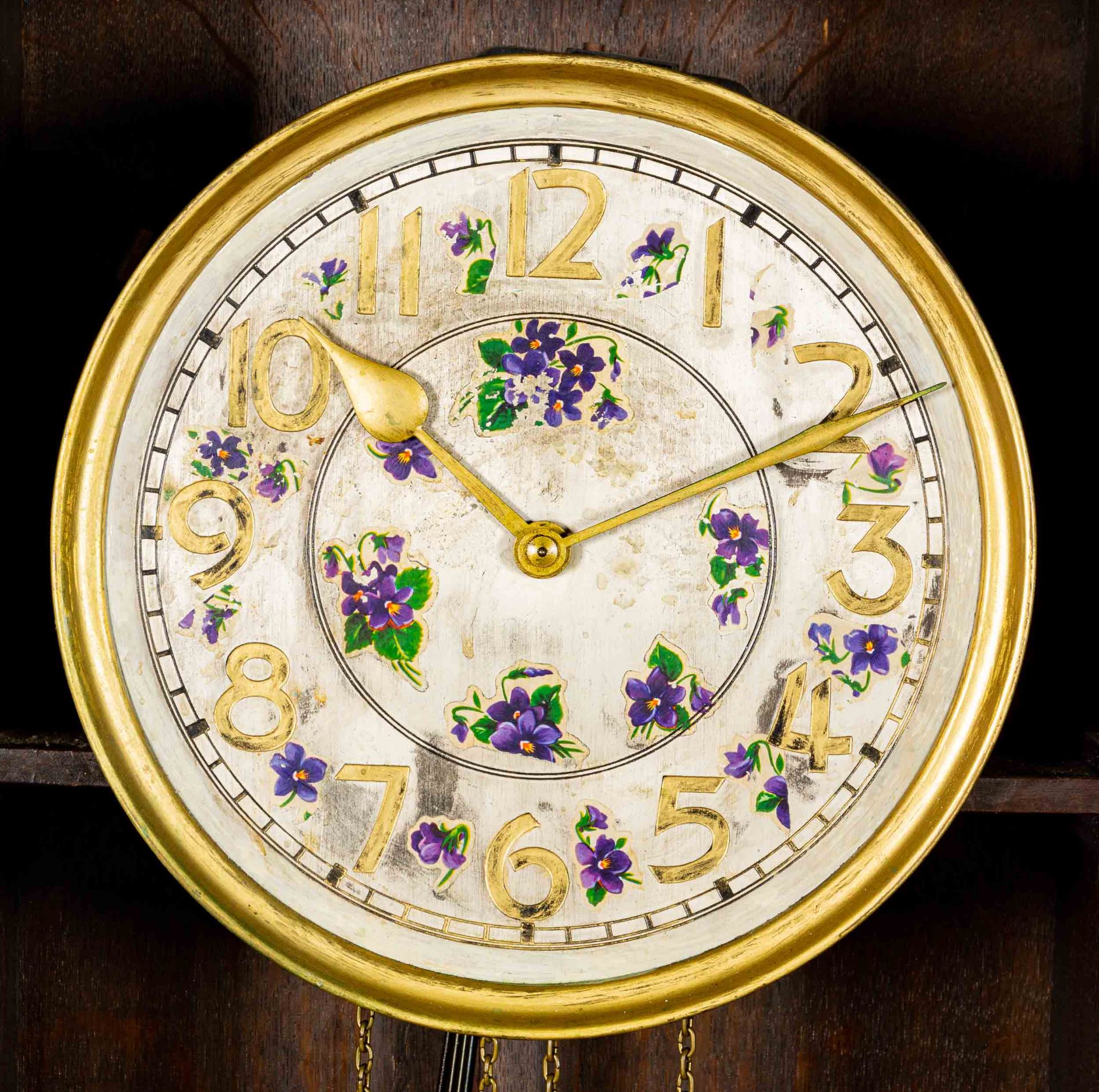 Bodenstanduhr Jugendstil, deutsch um 1900/20, vor Jahrzehnten weiß gestrichenes dunkles Eichenholzg - Bild 8 aus 13