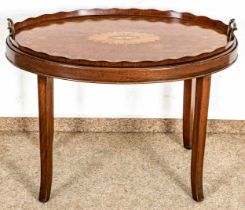 Klassisch eleganter ovaler Butler-Tisch, England Anfang 20. Jhdt., Mahagoni massiv & furniert. Das