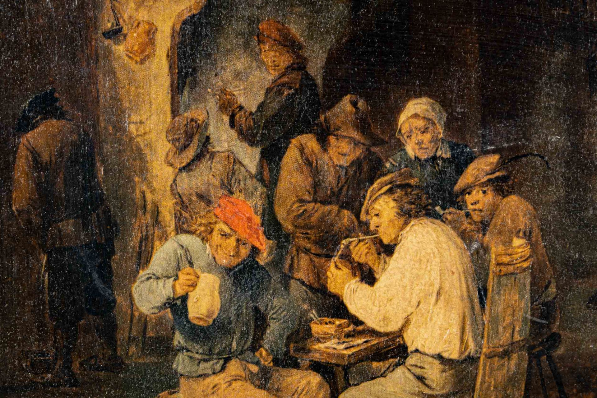"Flämische Dorfkneipe" - Öldruck, Kopie des 20. Jhds. von einem Gemälde des David Teniers des Jünge - Image 4 of 13